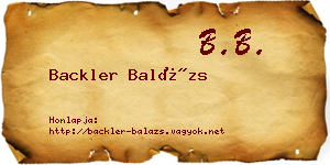 Backler Balázs névjegykártya